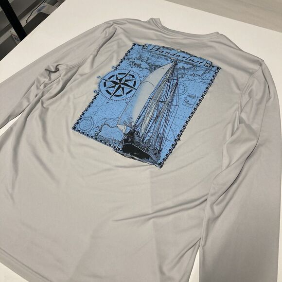 Vapor Apparel Long Sleeve Wanderlust Fishing Swim Shirt Size XL Gray UPF 50+ - Picture 11 of 11